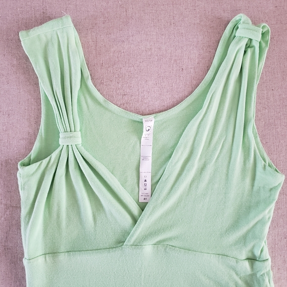OQOQO by Lululemon Lime Green Bamboo Dress V Neck Cross Front XS Extra S… - Picture 3 of 5